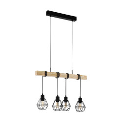 Suspension noire et chêne Townshend E27 240 W EGLO