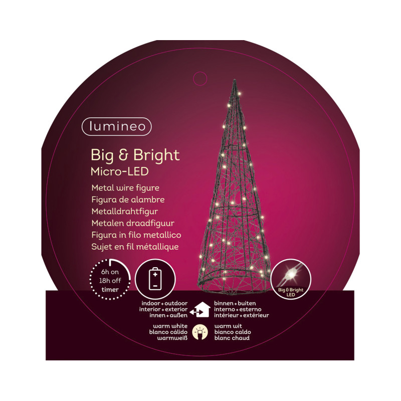 Cône sur piles LED Ø 14 x 40 cm LUMINEO