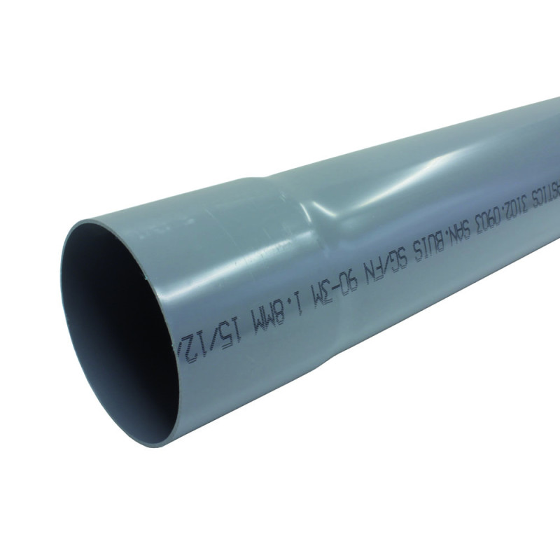 Tuyau sanitaire ? 90 mm 4 m PVC NU gris