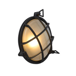 Applique extérieure ronde noire Dudley E27 60 W dimmable LUCIDE