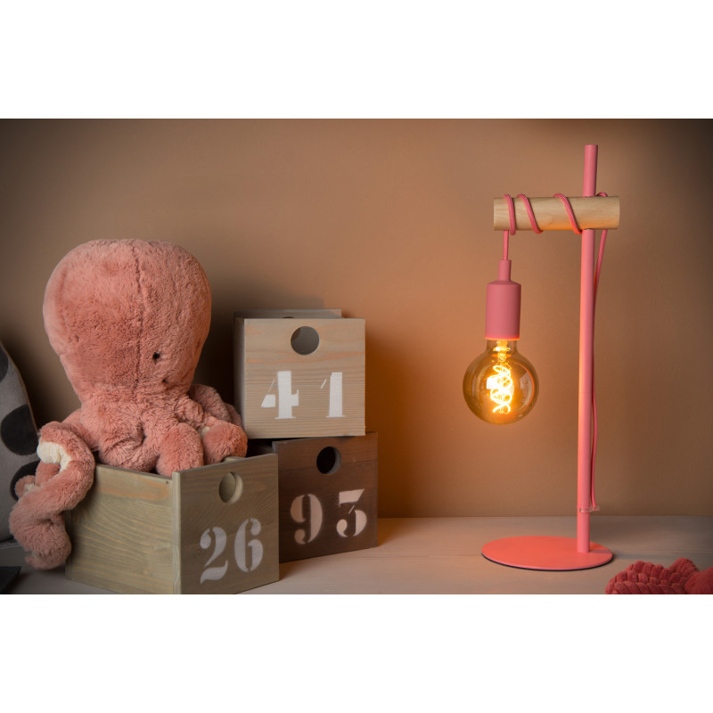 Lampe de table rose Paulien E27 60 W LUCIDE Lampe de table rose Paulien E27 60 W LUCIDE