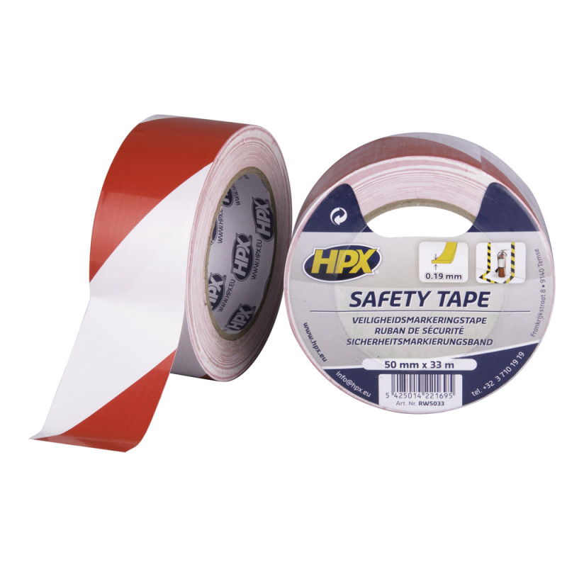 Adhésif Safety Tape Rouge et Blanc 33 m HPX