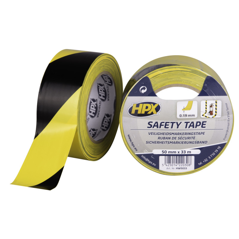 Adhésif Safety Tape Noir et Jaune 33 m HPX