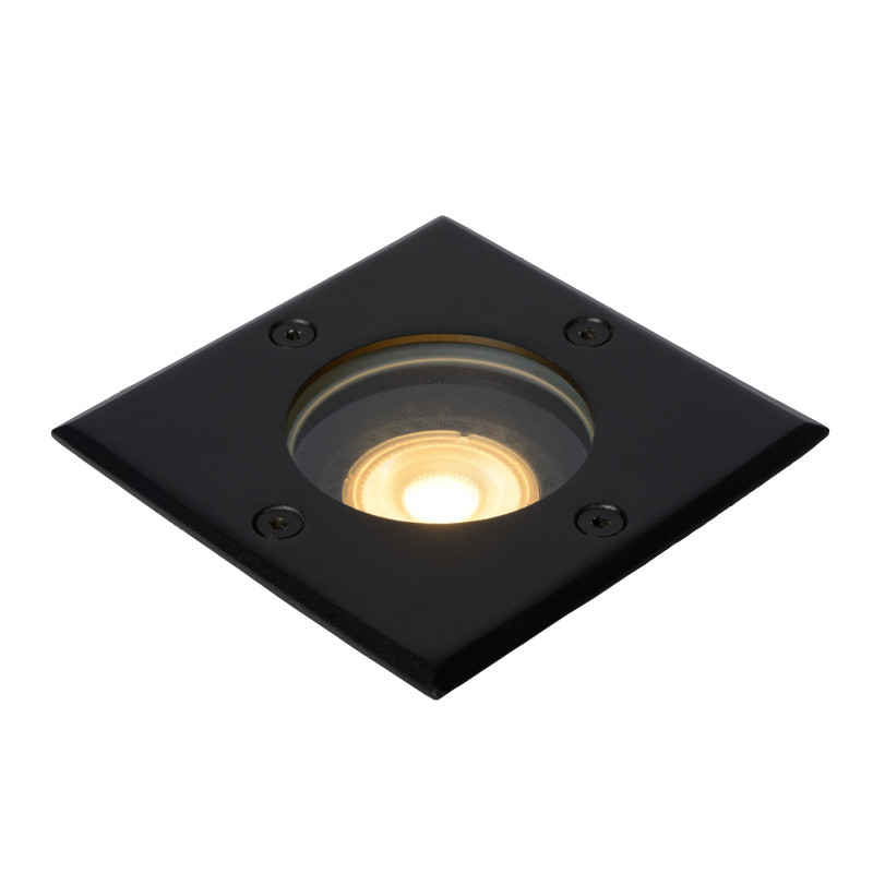 Spot extérieur encastrable carré noir Biltin GU10 35 W dimmable LUCIDE