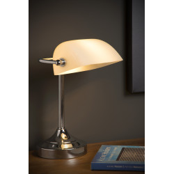 Lampe de table blanche Banker E14 40 W dimmable LUCIDE
