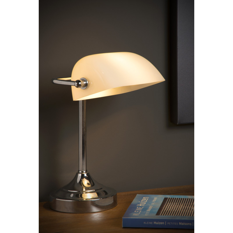 Lampe de table blanche Banker E14 40 W dimmable LUCIDE