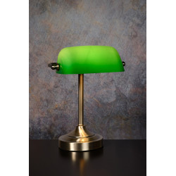 Lampe de table verte Banker E14 40 W dimmable LUCIDE