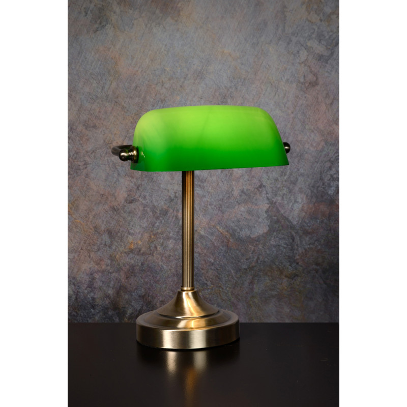 Lampe de table verte Banker E14 40 W dimmable LUCIDE