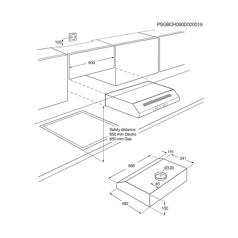 Hotte sous-encastrable LED 60 cm ZANUSSI