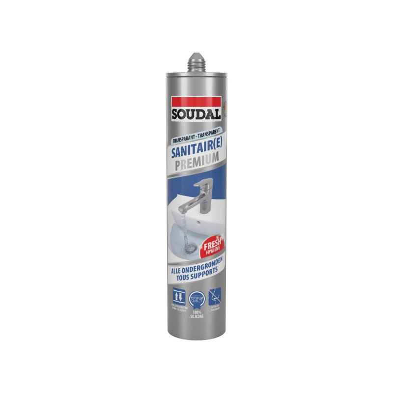 Silicone sanitaire Premium Transparent 290 ml SOUDAL