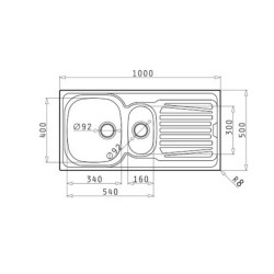 Évier de cuisine encastrable Hypero acier inoxydable 86 x 50 cm ISIFIX
