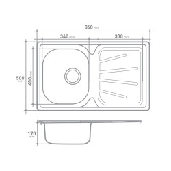 Évier de cuisine à encastrer Legato 1 + 1/2 bac acier inoxydable 100 x 50 cm VAN MARCKE GO Évier de cuisine à encastrer Legato 1 + 1/2 bac acier inoxydable 100 x 50 cm VAN MARCKE GO