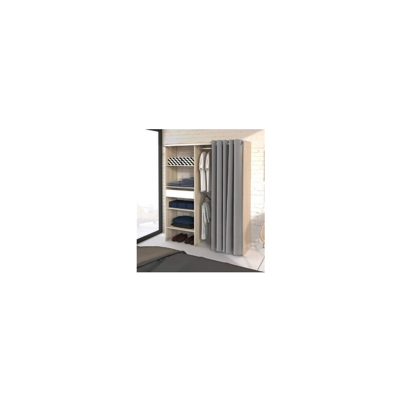 Armoire métallique - 3 étagères, rideau PVC, 135 cm