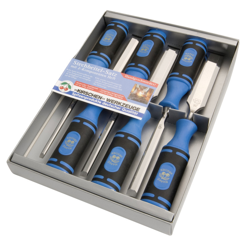 Set De 5 Ciseaux à Bois Peddinghaus Avec Manche En Bois - Tailles 6,10,15,20,25 Mm - Biseau 25° - Coffret Inclus