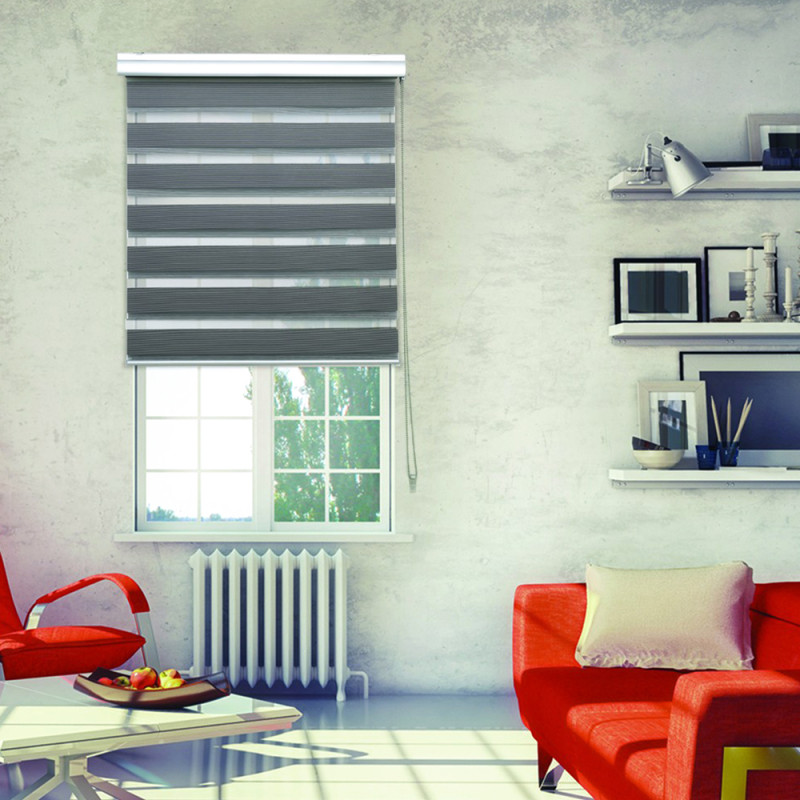 Store enrouleur Easy noir et blanc 120 x 220 cm MADECO Store enrouleur Easy noir et blanc 120 x 220 cm MADECO