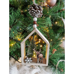 Maison contreplaquée renne à suspendre – Déco Noël | DECORIS

