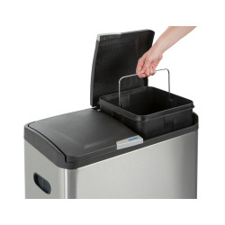 Poubelle de tri acier inoxydable mate 2 x 20 L PRACTO HOME Poubelle de tri acier inoxydable mate 2 x 20 L PRACTO HOME