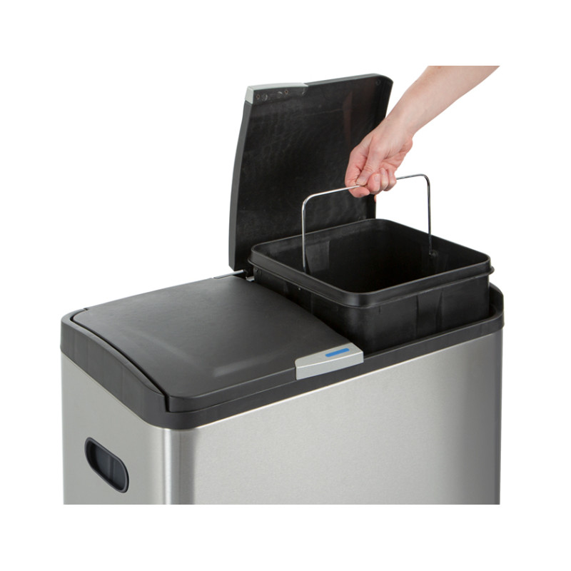 Poubelle de tri acier inoxydable mate 2 x 20 L PRACTO HOME Poubelle de tri acier inoxydable mate 2 x 20 L PRACTO HOME