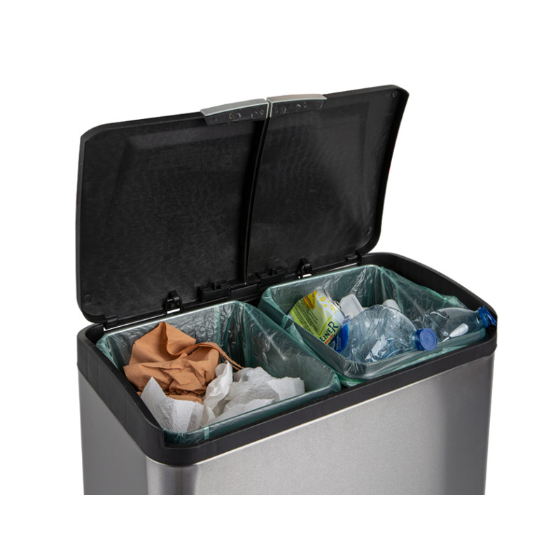 Poubelle de tri acier inoxydable mate 2 x 20 L PRACTO HOME Poubelle de tri acier inoxydable mate 2 x 20 L PRACTO HOME