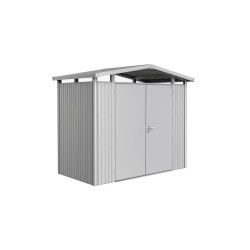 Abri de jardin métal Panorama BIOHORT argenté double porte | BIOHORT
