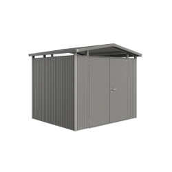Abri de jardin métal Panorama BIOHORT gris 2,73m double porte | BIOHORT