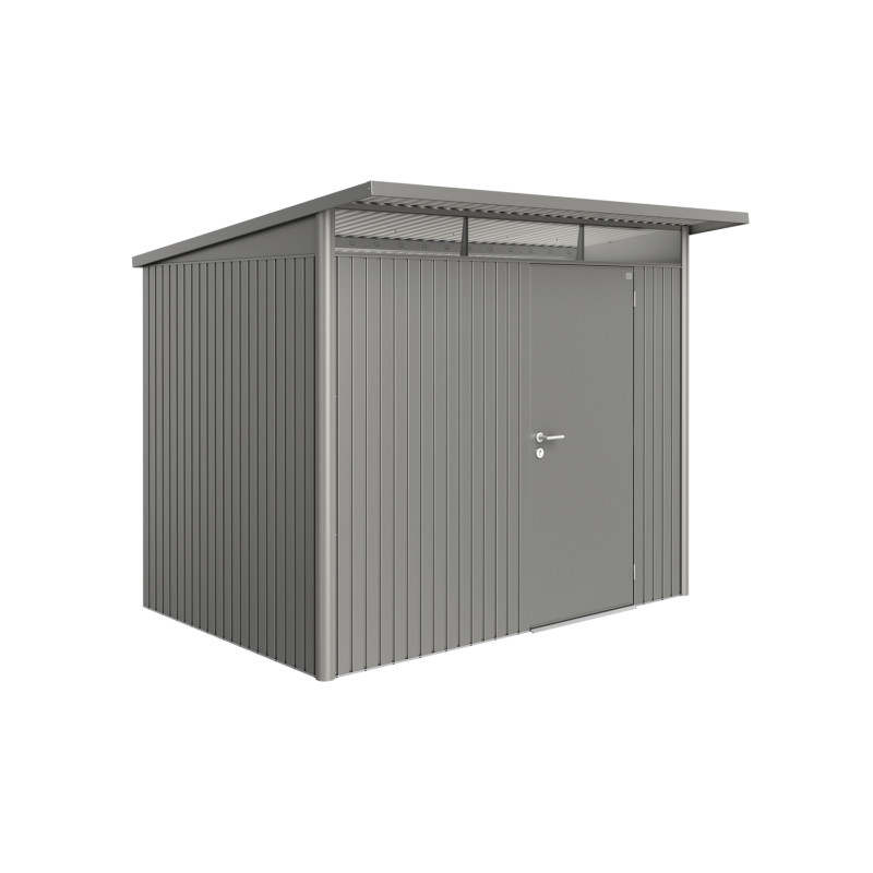 Abri de jardin en métal AvantGarde 1 porte gris métallisé 2,6 x 2,2 x 2,18 m BIOHORT