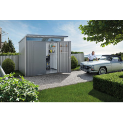Abri de jardin en métal AvantGarde double porte gris métallisé 2,6 x 2,2 x 2,18 m BIOHORT Abri de jardin en métal AvantGarde double porte gris métallisé 2,6 x 2,2 x 2,18 m BIOHORT