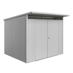 Abri de jardin en métal AvantGarde BIOHORT argenté à double porte | BIOHORT