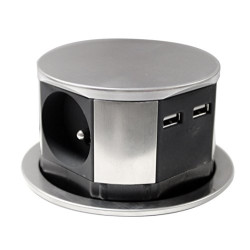 Bloc multiprise encastrable 3 prises et 2 USB 1,5 m
