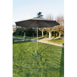 Parasol droit gris avec mât en bois Ø 300 cm