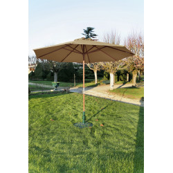 Parasol droit taupe avec mât en bois Ø 300 cm