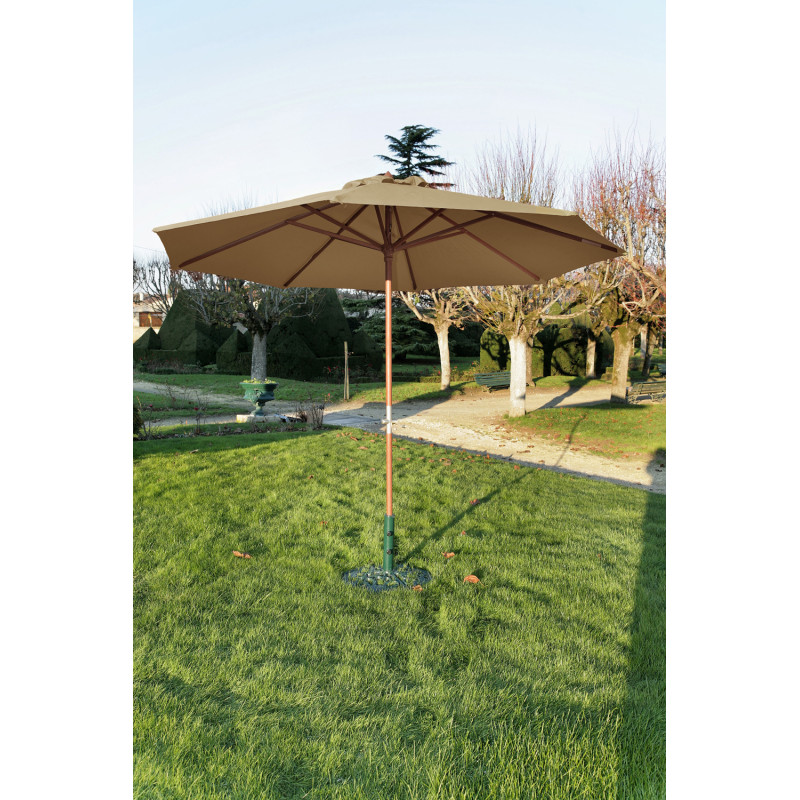 Parasol droit taupe avec mât en bois Ø 300 cm