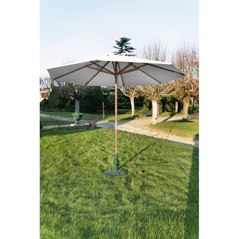 Parasol droit écru avec mât en bois Ø 300 cm