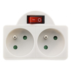 Domino Électrique Chacon Biplite 2x16A Avec Interrupteur - Anthracite - 3500W Max - Gain De Place