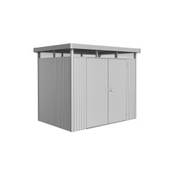 Abri de jardin en métal HighLine BIOHORT argenté à double porte | BIOHORT