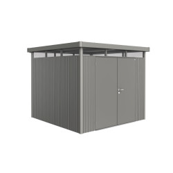 Abri de jardin en métal HighLine BIOHORT gris 2,75 m, porte double | BIOHORT
