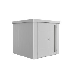 Abri de jardin métal Neo BIOHORT argenté double porte | BIOHORT