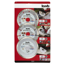 Disques diamant KWB Ø 115 mm – Lot de 3 pièces pour meulage | KWB
