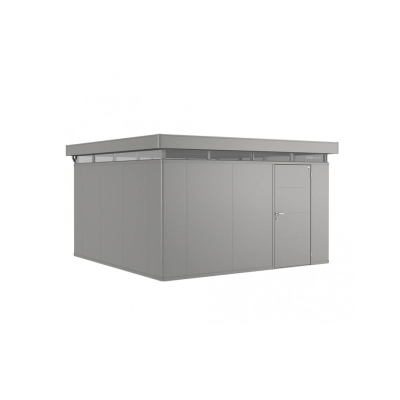 Abri de jardin en métal CasaNova ouverture de porte à droite gris métallisé 4,3 x 4,3 x 2,5 m BIOHORT