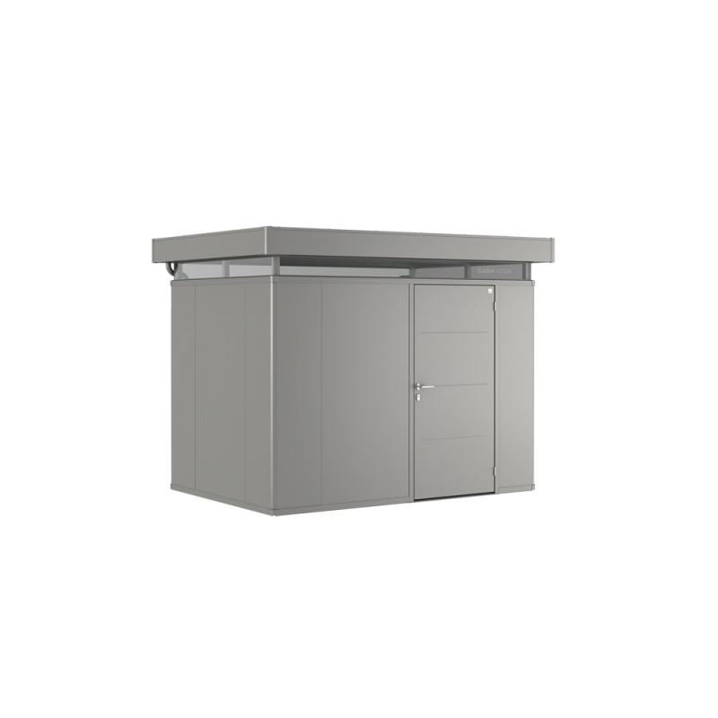 Abri de jardin en métal CasaNova ouverture de porte à droite gris métallisé 3,3 x 2,3 x 2,5 m BIOHORT