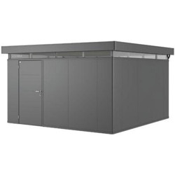 Abri de jardin en métal CasaNova ouverture de porte à droite gris foncé 4,3 x 4,3 x 2,5 m BIOHORT