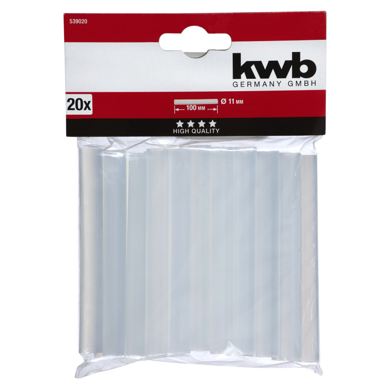 Bâton de colle transparente Ø 11 x 100 mm 20 pièces KWB