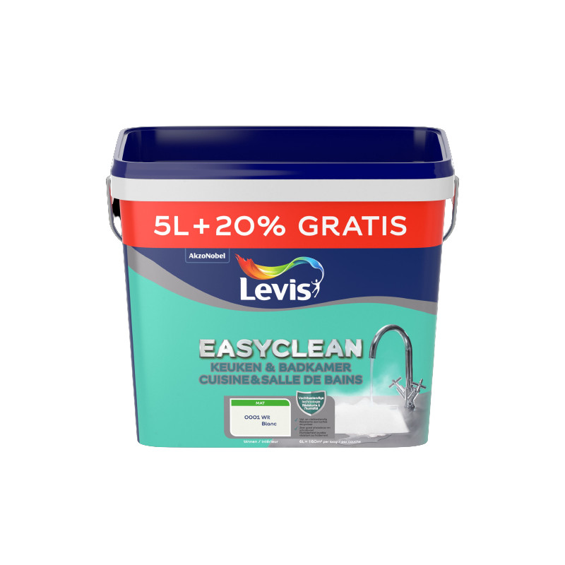 Peinture lavable Easyclean pour cuisine et salle de bain 5 L + 1 L LEVIS