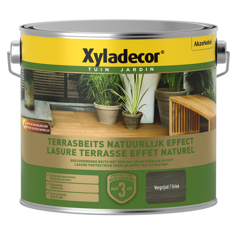 Lasure protectrice pour terasse Grisé ultra mate 2,5 L XYLADECOR