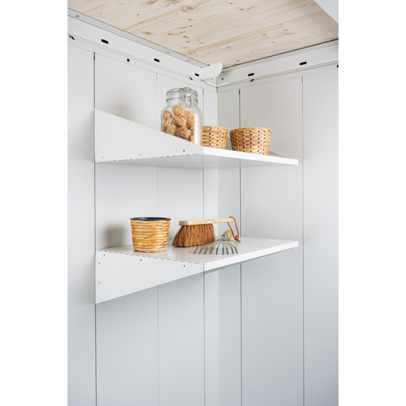 Etagère pour abri de jardin Neo 0,56 x 0,26 m blanc 2 pièces BIOHORT