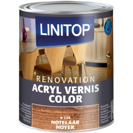 Vernis acrylique Color Renovation pour boiserie intérieure Noyer 0,25 L LINITOP