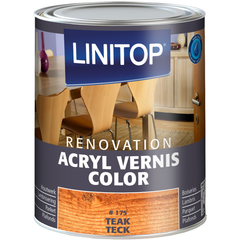 Vernis acrylique Color Renovation pour boiserie intérieure Teck 0,25 L LINITOP