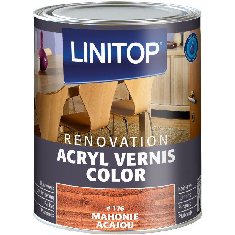 Vernis acrylique Color Renovation pour boiserie intérieure Acajou 0,25 L LINITOP