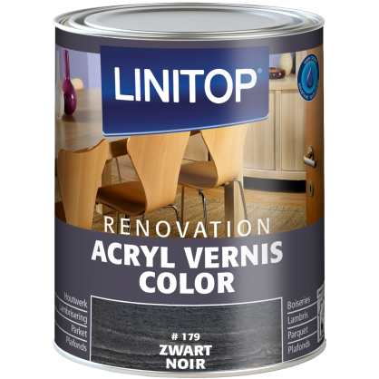 Vernis acrylique Color Renovation pour boiserie intérieure noir 0,25 L LINITOP
