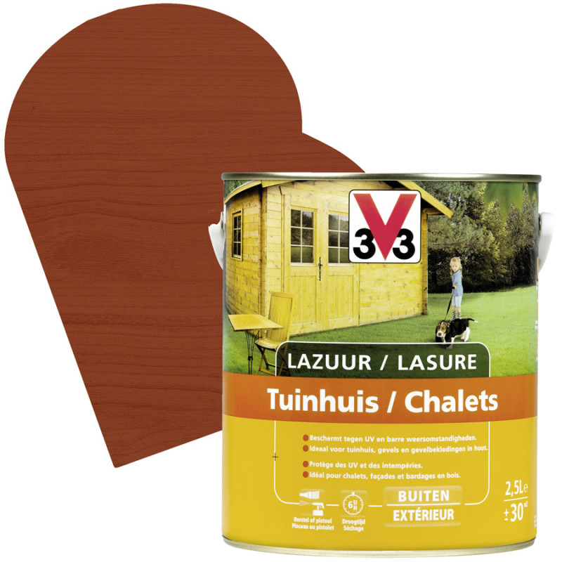 Lasure pour chalet en bois Acajou satinée 2,5 L V33